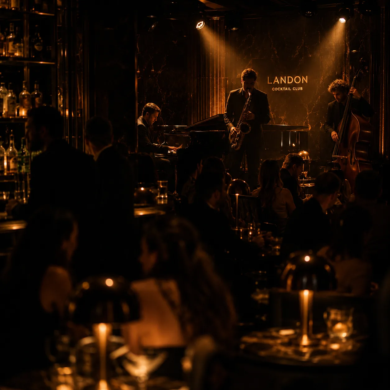Live jazz music inside an intimate lounge