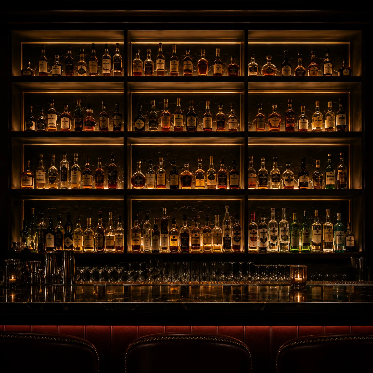 Backlit bottle wall